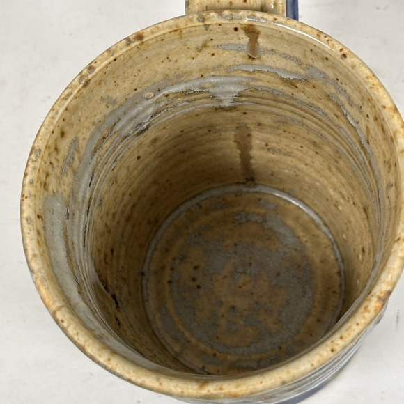 Apalachicola Coffee Company Mug Pottery Handmade Rare Blue Enamel - Picture 6 of 7